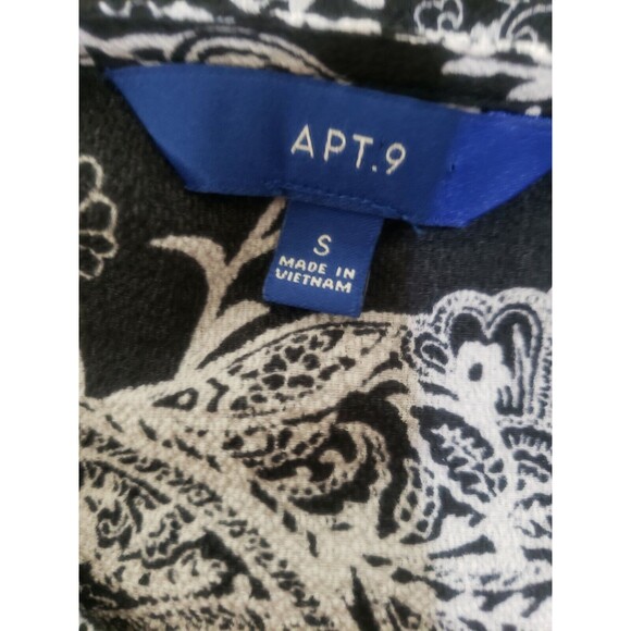 Apt 9 Top Size Small Paisley Floral Black White Tiered Sleeves Front Lined - Picture 8 of 8